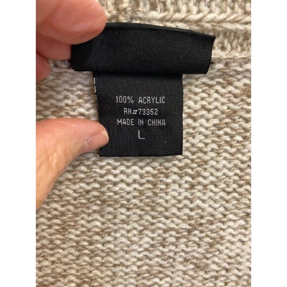 It’s Our Time Oatmeal Tan Cream Cardigan Long Sleeve Sweater Size Large - Picture 4 of 12